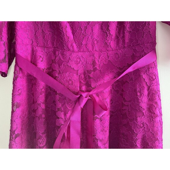 Lane Bryant Floral Lace Fit & Flare Dress Size 16 Midi Magenta Romantic Cocktail - Picture 4 of 10